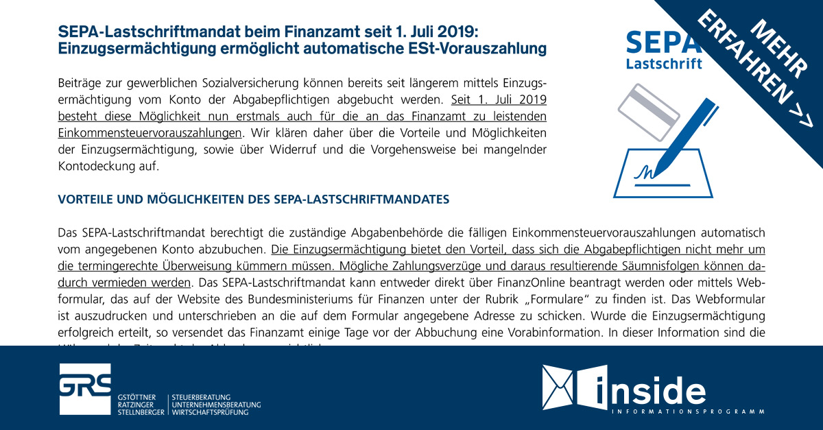 Widerruf einzugsermächtigung finanzamt